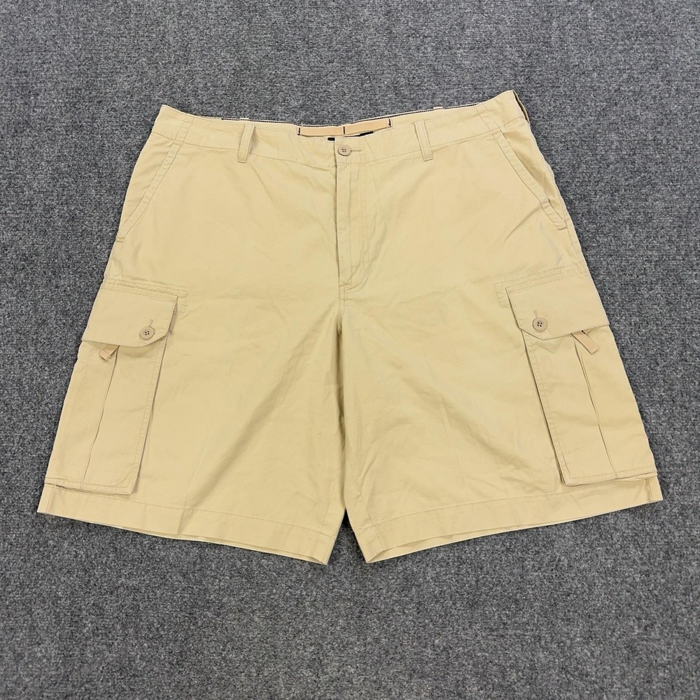 VTG J Crew Cargo Shorts Mens 40 Beige Cotton Canvas Flat Front 11 Inseam Casual